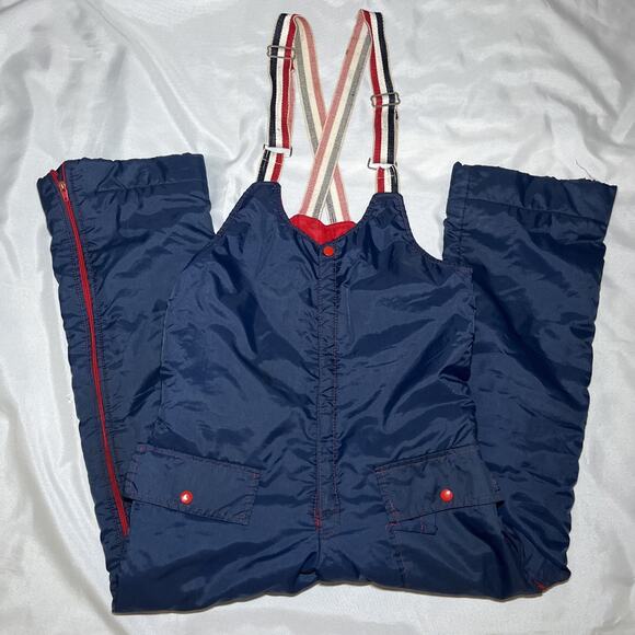 Vintage Polaris Men's Snowpant Bibs Size S Blue Red 70s Snowmobiling **READ** - Picture 1 of 12
